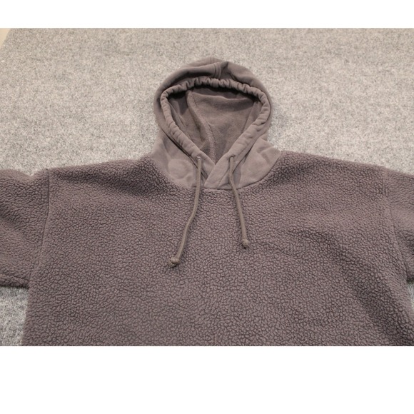 Madewell Gray Fuzzy Sherpa Hoodie Sweatshirt‎ Pullover Drawstring Size S - Picture 6 of 7